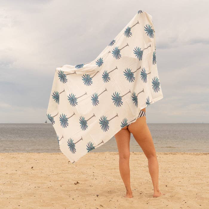 Boho-Eclectica - Women's Blue Palms - 100% Cotton Sarong