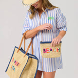 Shiraleah - "BEACH" STRAW ZIP POUCH,NATURAL