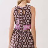 TCEC - CT10111-Border Print Sleeveless Crop Top