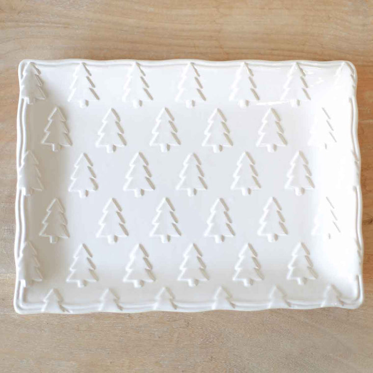 The Royal Standard - Balsam Lane Embossed Platter   White   11.5x8.5