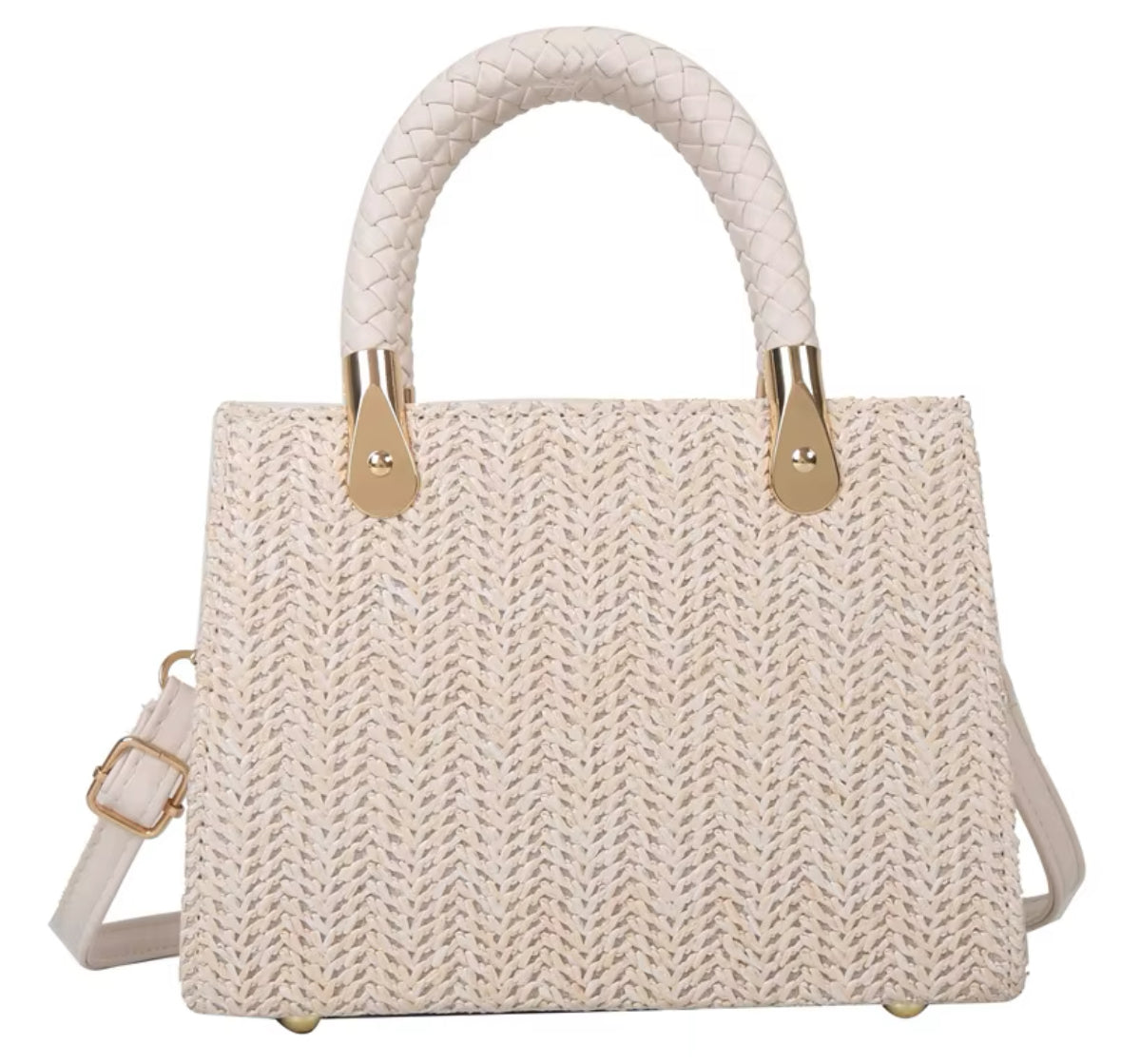 Raffia Braided Handle Crossbody Bag