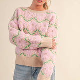 &MERCI - FUZZY TEXTURE FLORAL SWEATER MSW11198