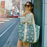 Anju Jewelry - Handcrafted Canvas Bag with Block-Printed Verdant Bloom