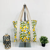 Anju Jewelry - Handcrafted Canvas Bag with Block-Printed Lemon Groves