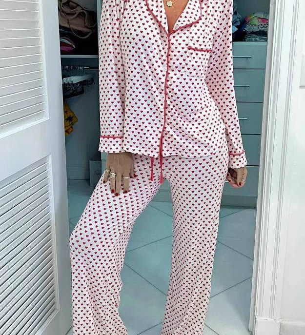 Rosa Clothing - Moonlite Valentine's Day red heart ribbon bow Pajamas set