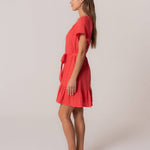 Lovestitch - Classic Cotton Gauze Short Sleeve Red Mini Dress