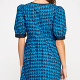 Strut & Bolt - Scallop Print Puff Sleeve Mini Dress