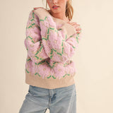 &MERCI - FUZZY TEXTURE FLORAL SWEATER MSW11198