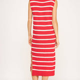 Strut & Bolt - Shoulder Pad Sleeveless Textured Striped Knit Dress