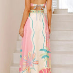 PRINT SLEEVELESS HALTER NECK DRESS