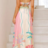 PRINT SLEEVELESS HALTER NECK DRESS