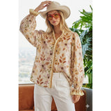 IVE - Whispering Garden Ruffle Trimmed Poet Blouse