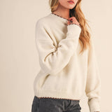 &MERCI - CONTRAST KNIT SCALLOPED EDGE SWEATER MSW11114