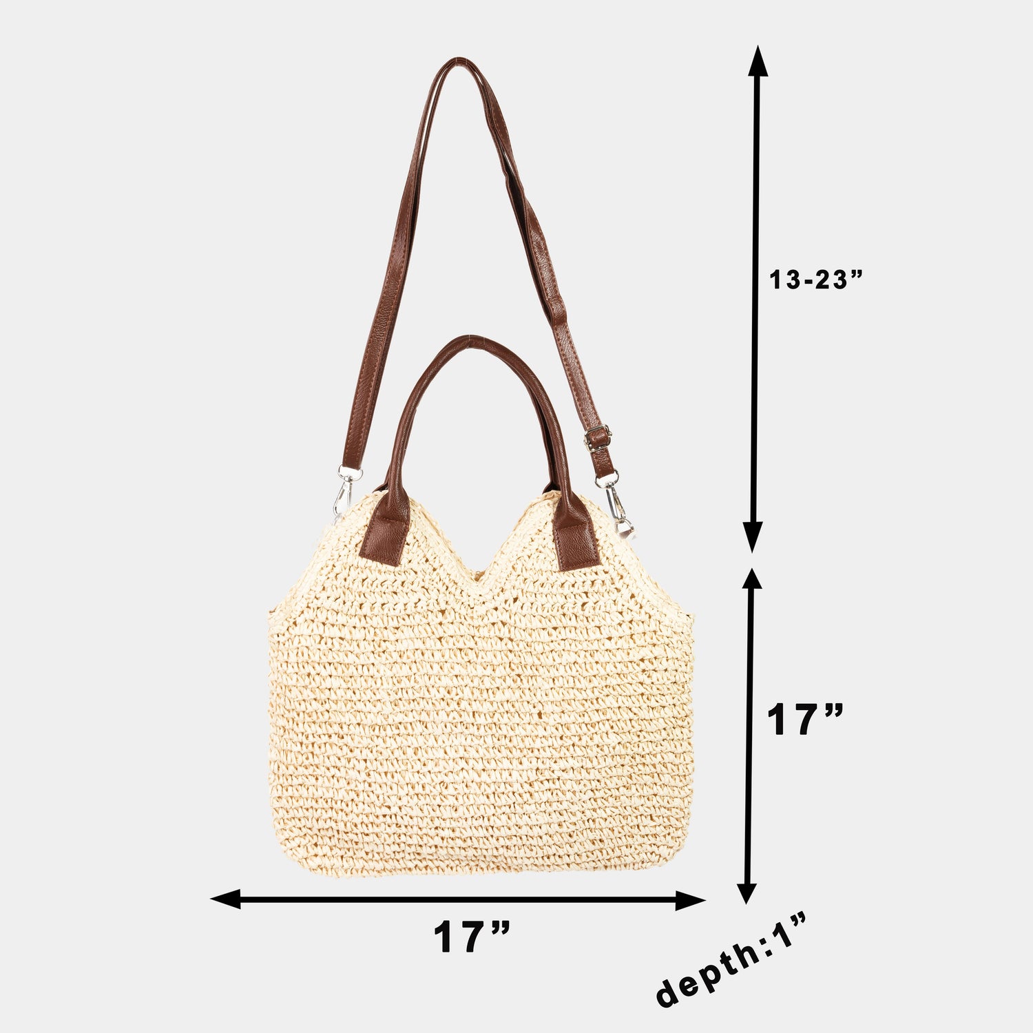 Collections by Fame Accessories - Faux Leather Strap Straw Knit Shoulder Bag