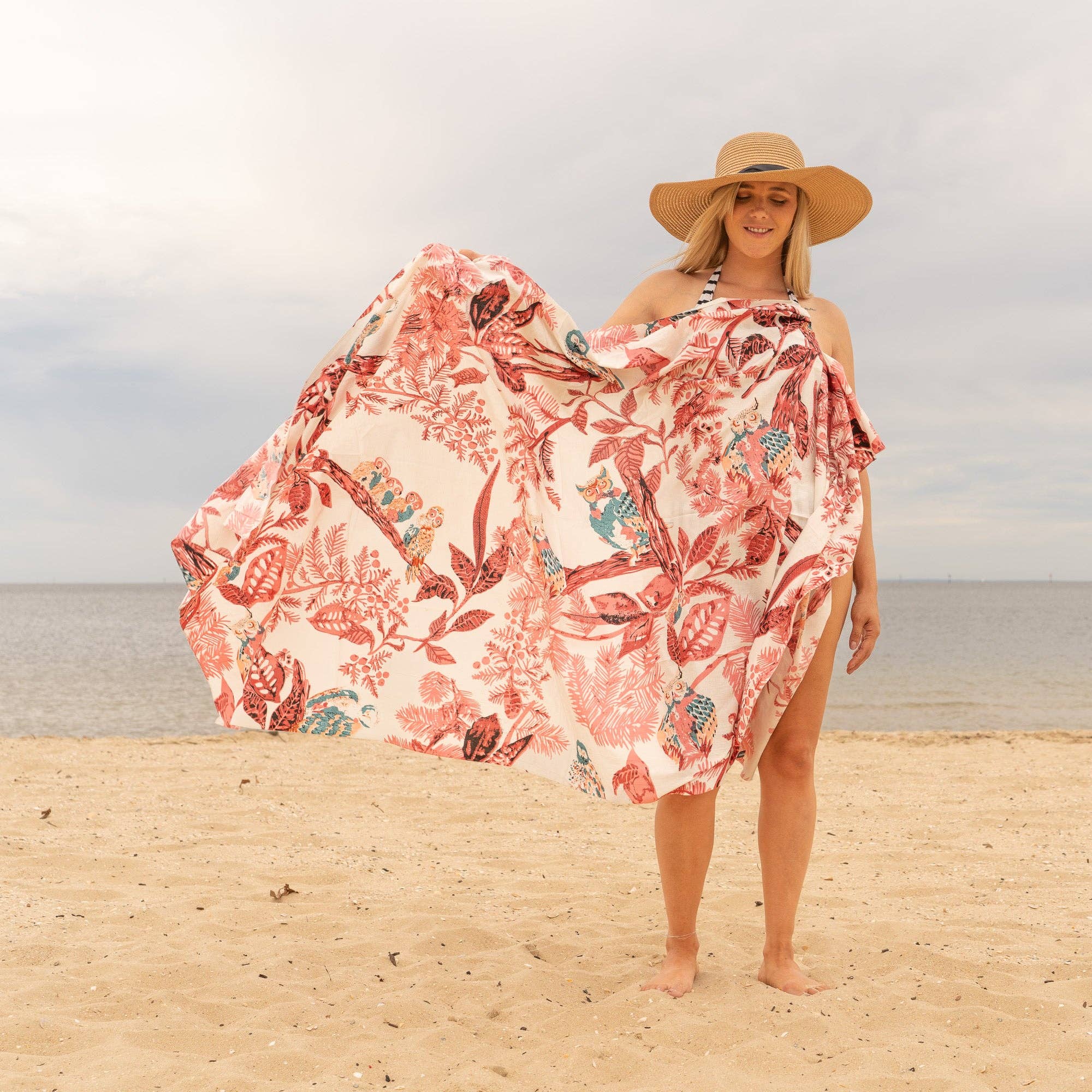 Boho-Eclectica - Women's Pink Owl - 100% Cotton Sarong