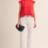 &MERCI - EMBROIDERED CUT-OUT CAP SLEEVE TOP MTP4825
