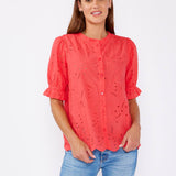 Lovestitch - Embroidered Eyelet Cotton Summer Top