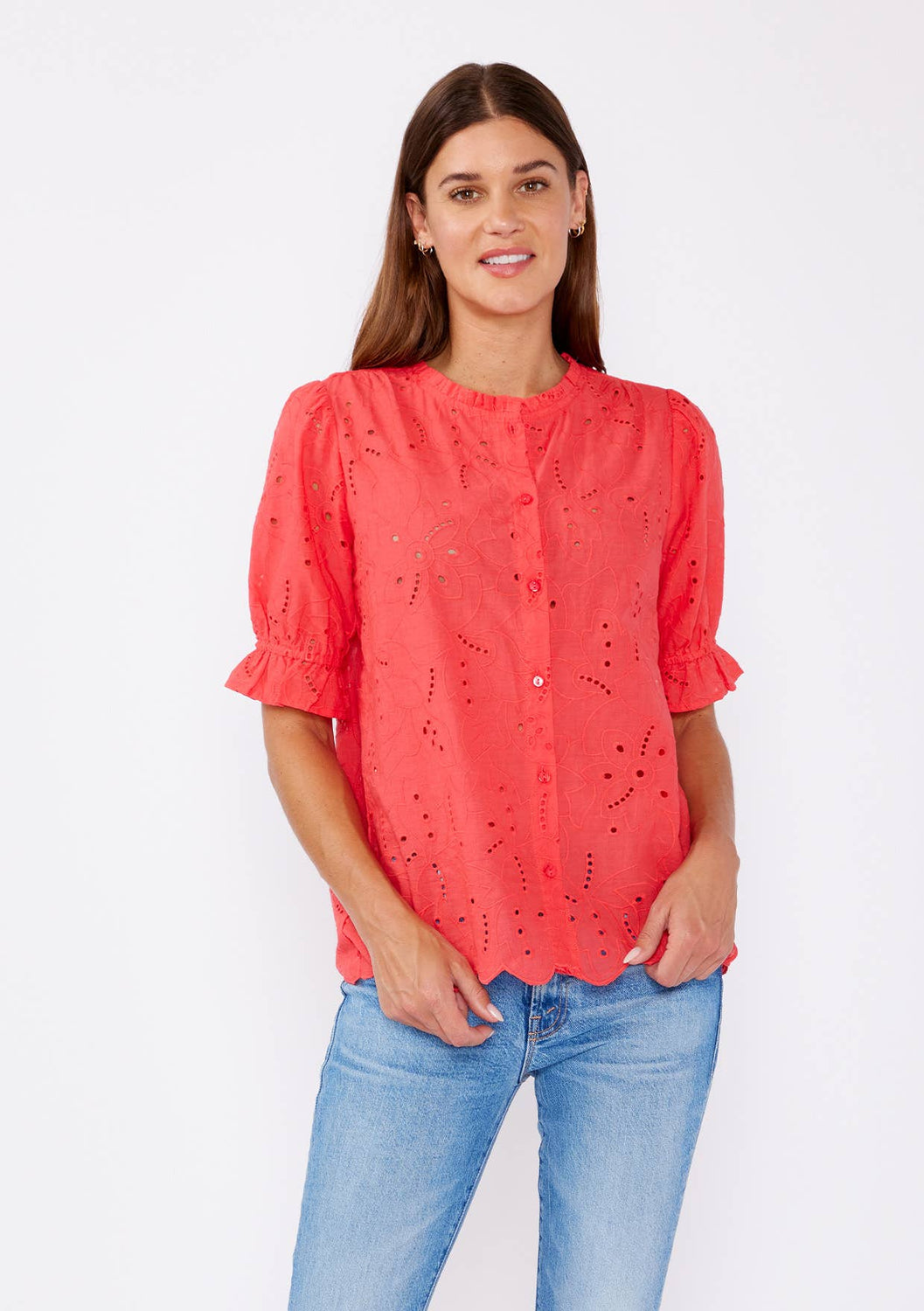 Lovestitch - Embroidered Eyelet Cotton Summer Top