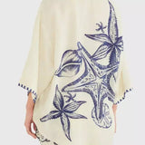 Rosa Clothing - Blue Shell Starfish Printed relaxed shirt & skirt set