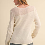 &MERCI - FLORAL EMBROIDERY LONG SLEEVE SWEATER MSW11376
