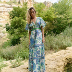 Piti Cuiti - OCEAN PEARL LONG DRESS WITH SHORT SLEEVES