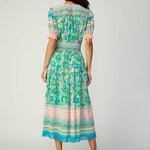 Current Air - Floral Border Print Surplice Midi Dress
