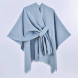 Rosa Clothing - Asymmetric Plian Thermal Shawl Ruana