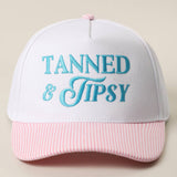 Fashion City - TANNED & TIPSY Embroidered Seersucker Brim Trucker Hat