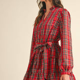 &MERCI - PLAID MINI DRESS WITH TIERED RUFFLE TRIM MDR3538