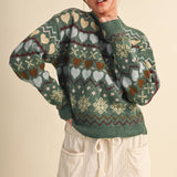 &MERCI - GEOMETRIC HEART DESIGN SWEATER PULLOVER MSW11478