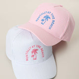 Fashion City - MENTALLY AT THE BEACH Embroidered Seersucker Trucker Hat