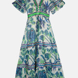 Piti Cuiti - OCEAN PEARL LONG DRESS WITH SHORT SLEEVES