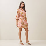 Able - AD2699 Tropical belted mini shirt dress