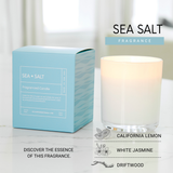 Hillhouse Naturals/Field+Fleur - Sea Salt Candle In White Glass In Box 9oz Ctn.6