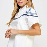 Strut & Bolt - Embroidered Puff Sleeve Top