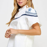 Strut & Bolt - Embroidered Puff Sleeve Top