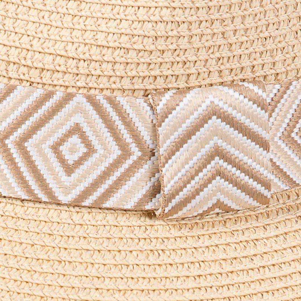 3AM BY H&D ACCESSORIES - TRIBAL AZTEC PATTERN STRAW SUN HAT.