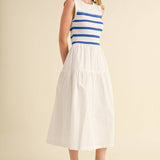 &MERCI - MIXED MEDIA STRIPED MIDI DRESS MDR3846