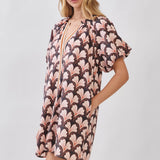 TCEC - CD07019-Floral Print Puff Sleeve Mini Dress