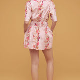 Strut & Bolt - Romantic Floral Print Contrast Piping Mini Dress