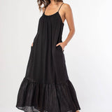 Lovestitch - Striped Scoop Neck Ruffle Hem Maxi Dress