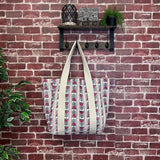 Anju Jewelry - Handcrafted Canvas Bag with Block-Printed  Sweet Pea