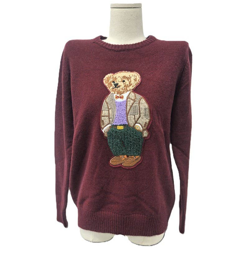 Rosa Clothing - Vintage Bear Pattern Preppy Sweater