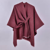 Rosa Clothing - Asymmetric plain classic Thermal Ruana Shawl