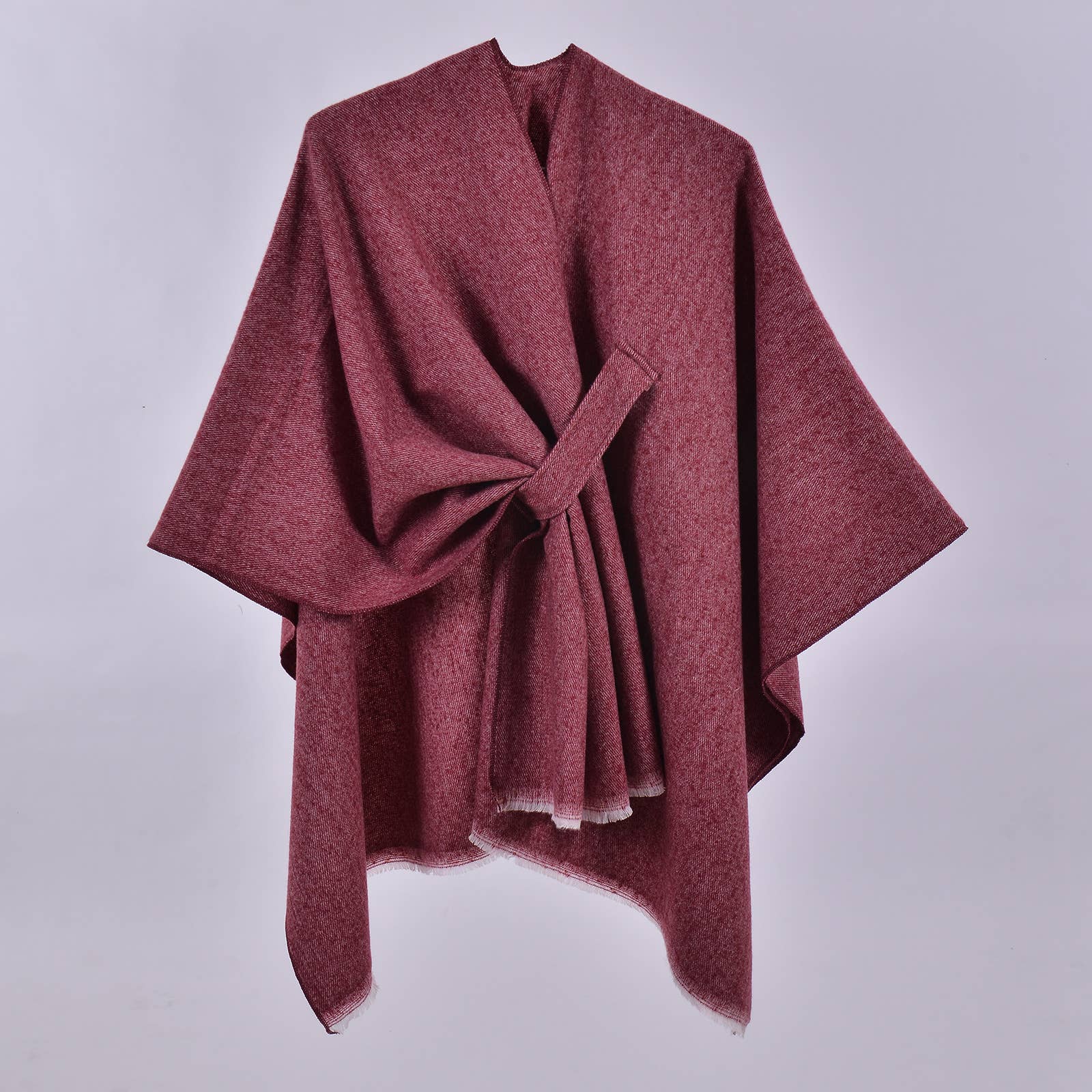 Rosa Clothing - Asymmetric plain classic Thermal Ruana Shawl