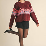 &MERCI - CABLE KNIT FAIR ISLE SWEATER MSW10679