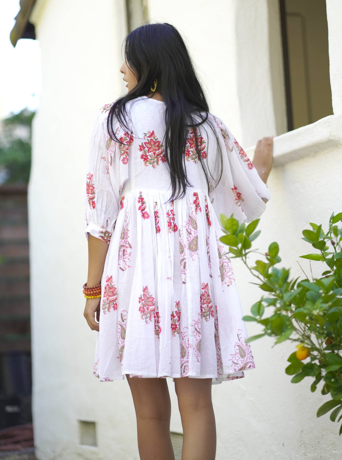 Dolma - Raya Block Printed Mini Dress Red Olive