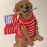 Fashion City - Golden Retriever Holding USA Flag Denim Brim Trucker Hat