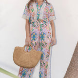 Strut & Bolt - Garden Party Crochet Contrast Trim Satin Shirt
