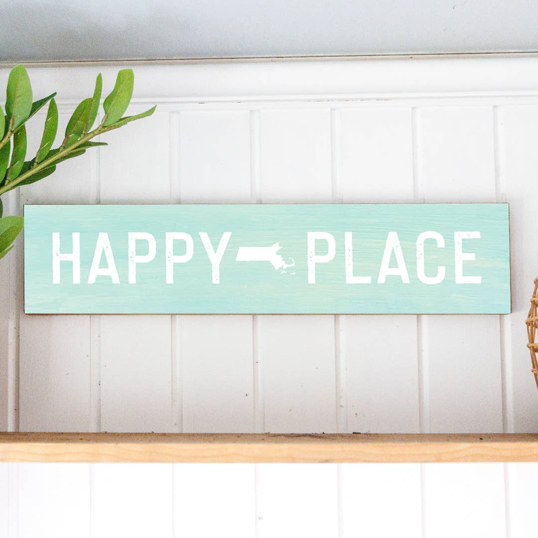 Rustic Marlin - Personalized Happy Place New Jersey Seaglass Barn Wood Sign
